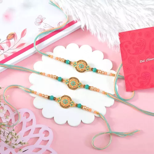 Elegant Rakhis Trio Gift Set