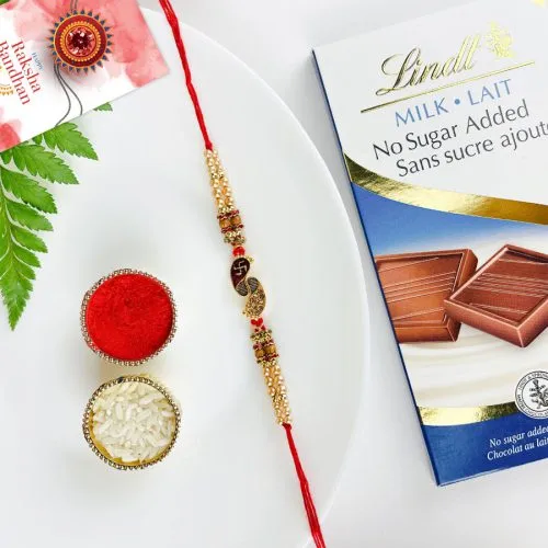 Sweet Wishes with Swastik Rakhi & Lindtt Chocolate Sweet Wishes with Swastik Rakhi & Lindtt Chocolate