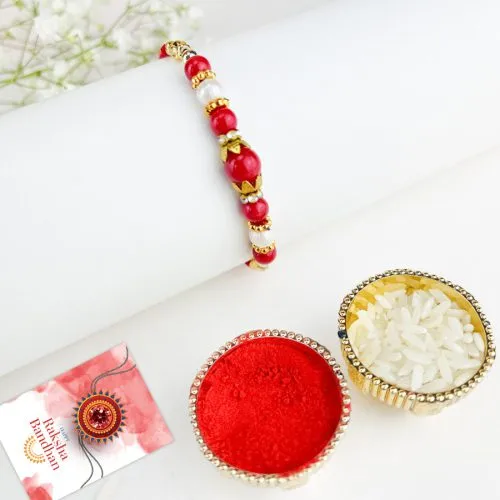 Vibrant Red Beads Rakhi Gift Vibrant Red Beads Rakhi Gift