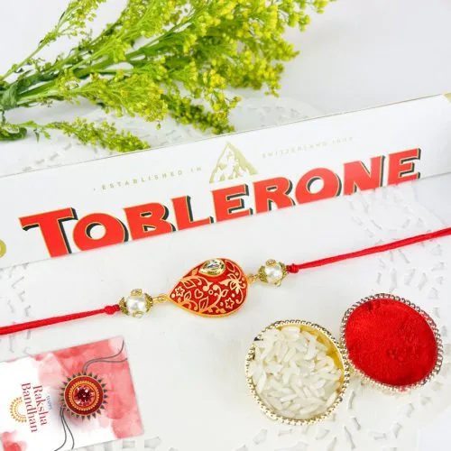 Charming Kundan Rakhi & Toblerone Gift Charming Kundan Rakhi & Toblerone Gift