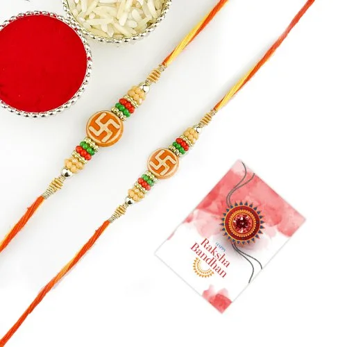 Divine Swastik Rakhi Set