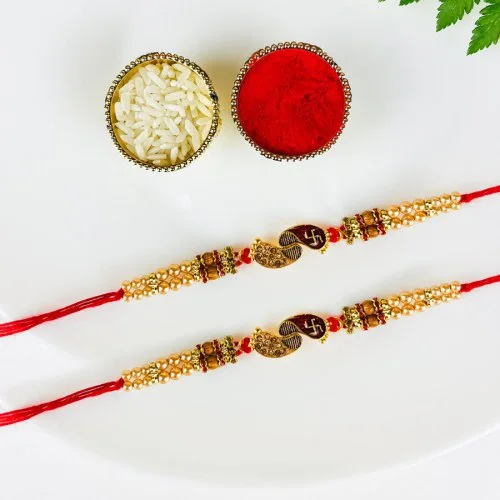 Traditional Swastik Rakhi Combo