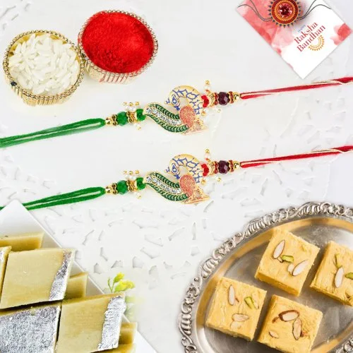 Elegant Zardosi Rakhi Gift Pack
