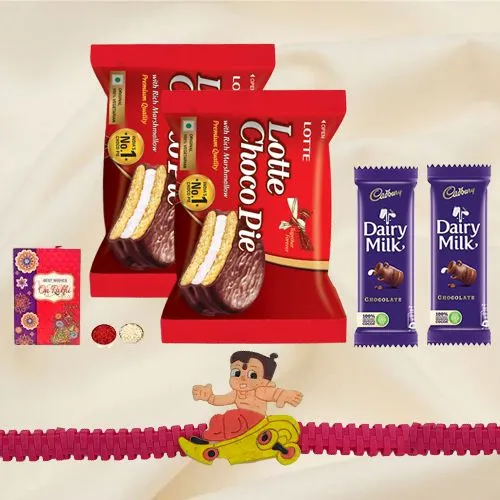 Rakhi with Chocopie and Dairy Milk