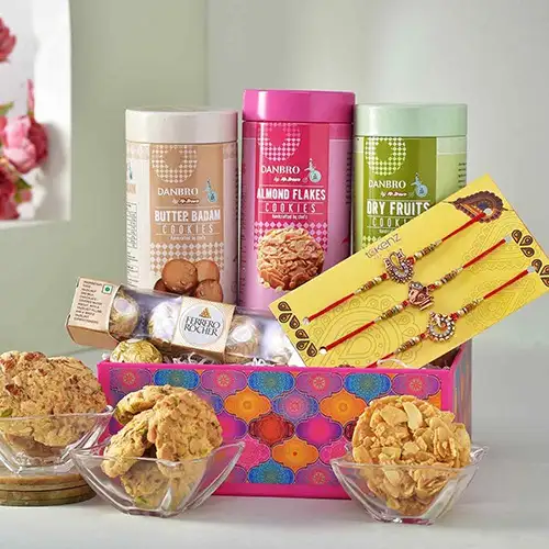Devotional Rakhi and Cookies Set