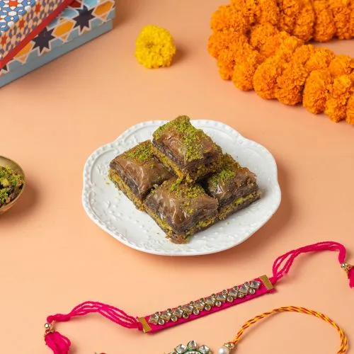 Sweet Chocolate Baklava  N  Rakhi Gift Box