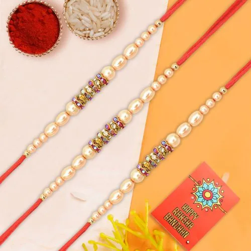 Radiant Pearl Rakhi Trio