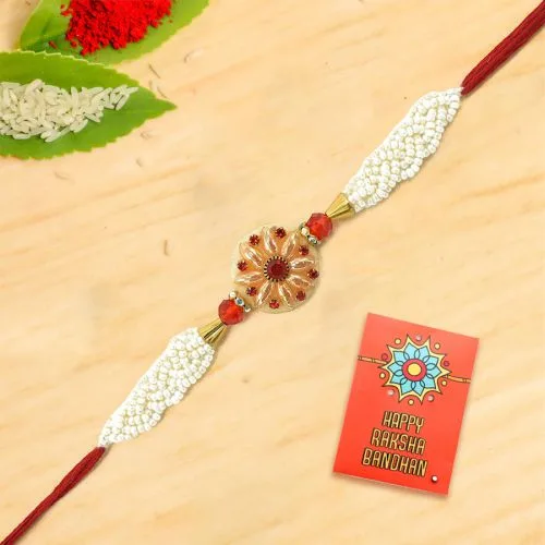 Graceful Floral Stone & Beads Rakhi Graceful Floral Stone & Beads Rakhi
