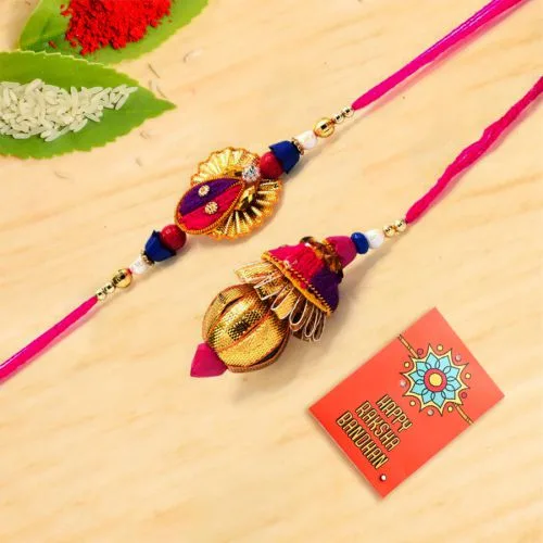 Graceful Zardosi Bhaiya Bhabhi Rakhi Set