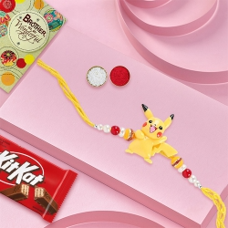 Playful Pikachu Rakhi & KitKat