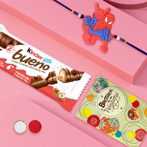 Spiderman Rakhi with Bueno Delight Spiderman Rakhi with Bueno Delight